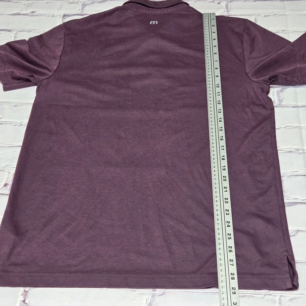 Travis Mathew Polo Shirt Burgundy Striped Pinehurst Golf Short Sleeve Mens Sz M